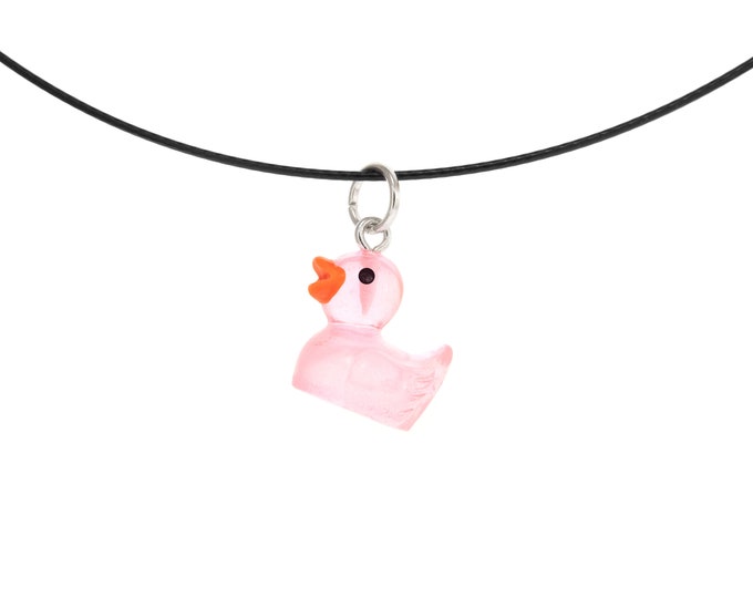 Programmer Rubber Duck Debugging Necklace. Cute Pink Duckie Pendant for Html Code, JavaScript, Java. Programmers Gift. Coding Rubber Duck