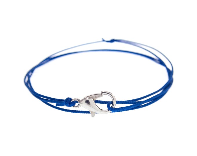 Adjustable Anklet Bracelet. Friendship Cord Good Luck Bracelet. Beach Blue String Ankle Bracelet for Ladies or Men, for Hand or Leg. 0.8 mm