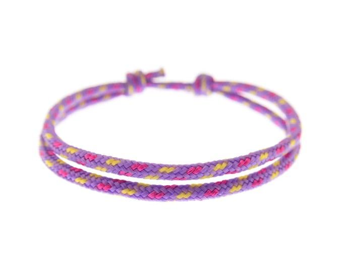 Navy Bracelet Womens Purple. Men's Wrap Around Cord Cuff. Pink Friendship Paracord Bracelet. Rope Marine Bracelet Adjustable String. 2 mm
