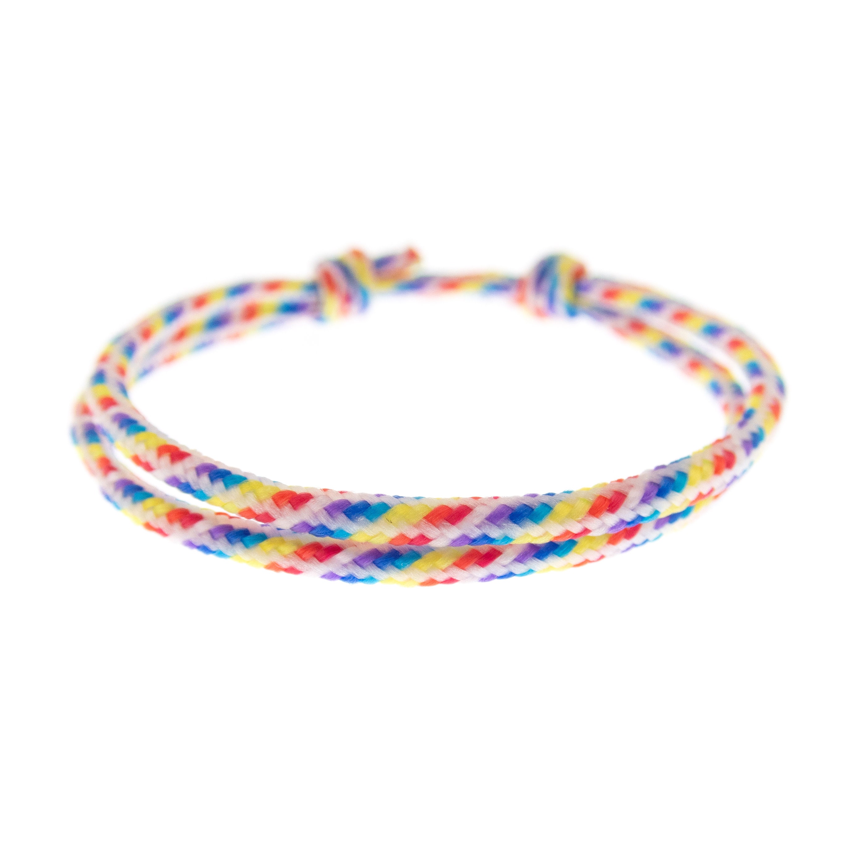 Rainbow Bracelet String, Eternity Cord Cuff, Friendship Equality Gift,  Hope, Pride LGBT Paracord Jewelry. Unisex. 2mm