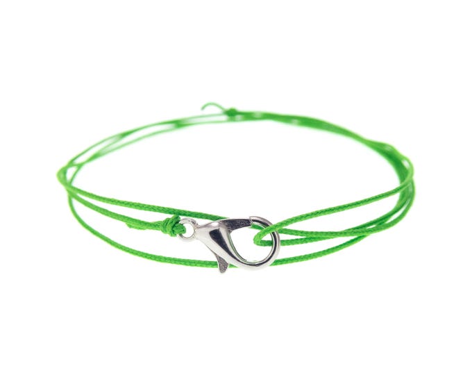 Yoga Wrap Bracelet. Friendship Thin Cord Bracelet. Handmade Wrapped Around Bracelet. Thin Green Thread Anklet. Girls or Mens Gift. 0.8 mm