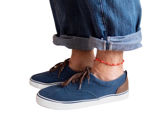 Seven Knots Bracelet for Men or Women. 7 Knots Red String Good Luck Protection Bracelet for Ankle. Adjustable Handmade Amulet Anklet. 2 mm