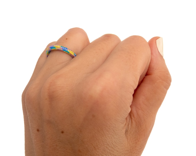 Mens Rope Wedding Band Rock Climbing Jewelry Cord Ring. Rock Climber Gift. Woman String Ring. Wedding Rope Band. Custom Colorful Nylon Cord