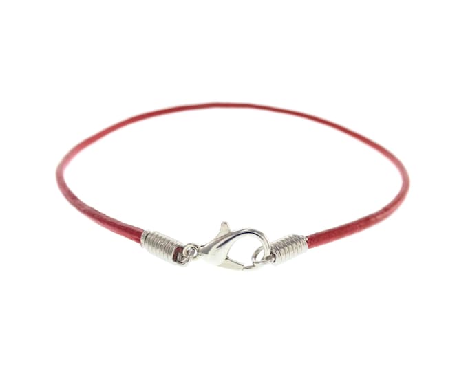 Mens Leather Rope Bracelet. Men's Leather Bracelet Thin Red Cord. Mens Leather Bracelet Unique. For Couples. For S to XL Wrist. 2mm