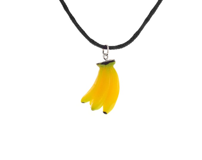 Necklace Food Big Banana Necklace. Kawaii Banana Themed Friendship Jewelry with Fun Pendant. Cute Statement Friend Necklace. Vegetarian Gift