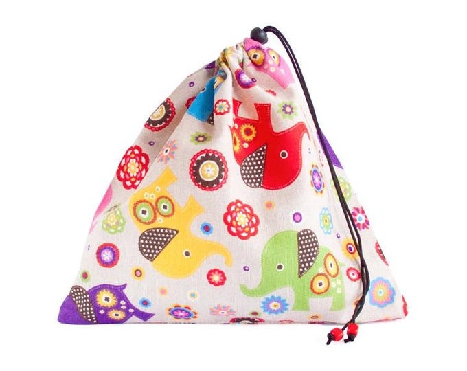 Drawstring Pouch. Fabric Gift Bags. Drawstring Bag, Toy Storage, Library Bag