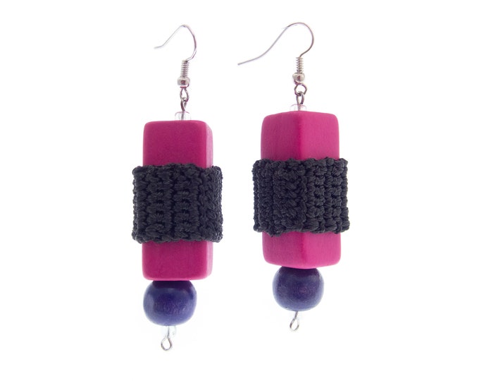 Big Earrings for Women Square, Big Earrings Dangle, Big Earrings that Are Lightweight, Pink Black Colorful Elegant for Evening