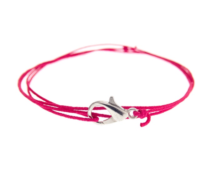 Wrap Bracelet for Women, Men. Double Wrap Around Bracelet. Nylon String Triple Wrapped Bracelet. Thin Pink Thread Strand. Yoga Style. 0.8mm