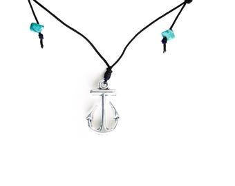Mens Anchor Necklace, Womens Silver Nautical Pendant, Friendship Small Navy Charm Necklace