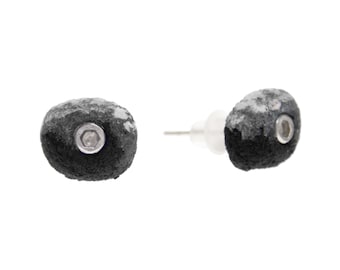Sport Climb Earrings Black. Rock Climbing Holds Jewelry. Bouldering Gift. Climb Equipment. Black Holds Studs with Chalk. Girls Climber Gift