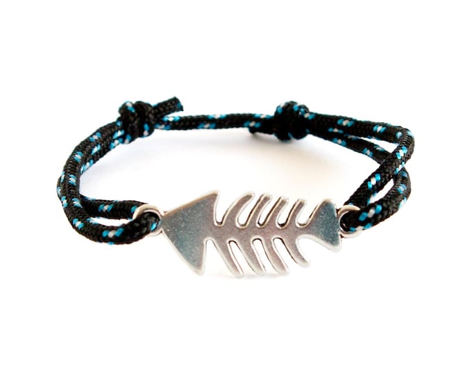 Fishbone Bracelet Jewelry, Fishbone Cuff Bracelet, Mens Fishbone Braid Bracelet. 2 mm