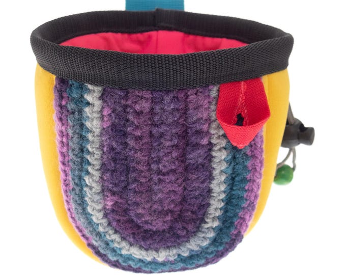 Children's Chalk Bag, Best Bouldering Bucket for Attaching to Harness, Rock Climbing Gear, Cool Fun Climber's Funky Boulder Bag. S Size