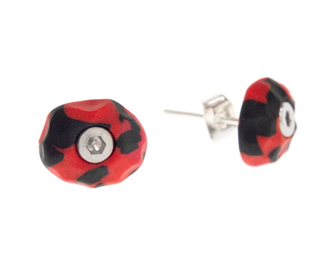 Slab Climbing Earrings Holds. Rock Climbing Jewelry. Bouldering Indoor Climber Gift. Wall Climb Earrings Studs Red & Black. for Female, Male