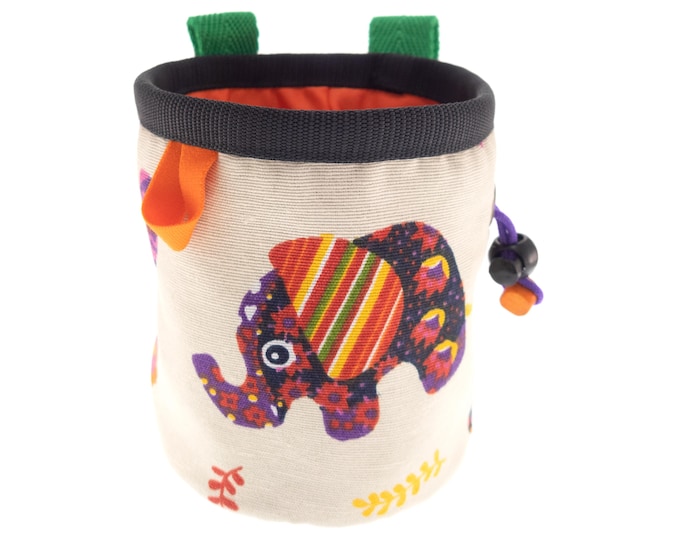 Kids Rock Climbing Equipment, Bouldering Training Chalk Bag, Cool Bucket with Elephants, S Size