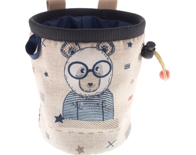 Rock Climbing Chalk Bag, Bouldering Indoor Rock Climbing Gear, Outdoor Boulder Equipment with Bear. M Size