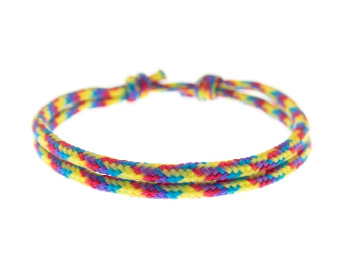 Pride Bracelet for Men, LGBTQ Rainbow Pride Wristband. Transgender Support Equality Friendship Bracelets of Paracord Rope LGBT Cuff. 2 mm