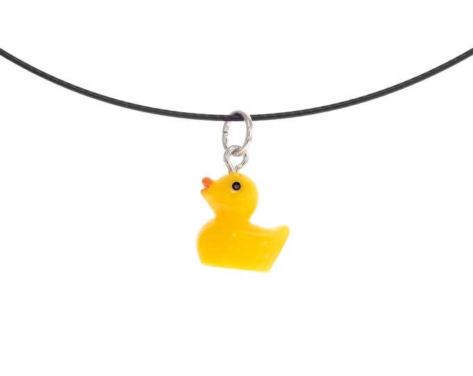 Ladies Charm Necklace Yellow Rubber Duckie. Women's Jewelry with Rubber Duck Pendant. Unique Travel Necklace Lucky. Waterproof, Beach Themed
