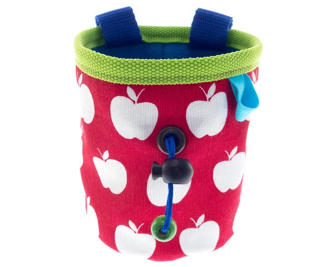 Chalk Bag Kids, Cool Rock Climbing Bouldering Chalk Bucket, Cute Small Unique Chalk Pot with Apples. S Size