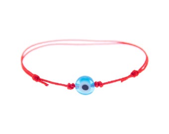 Kabbalah Bracelet with Evil Eye, Amulet Kabbalah Bracelet, Kabbalah Cord Bracelet Red String Cord. Unisex and Mens Bracelet for Luck. 0.8 mm