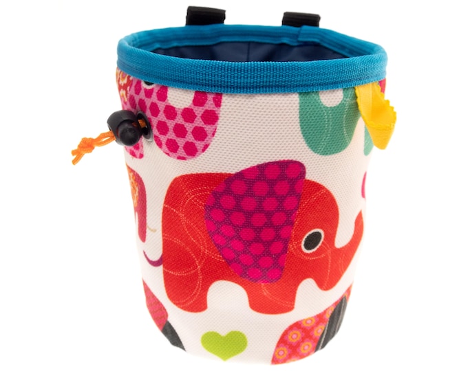 Featured listing image: Chalk Bag Large, Climbing Bouldering Bag, Big Boulder Chalk Bucket with Elephants. XL Size