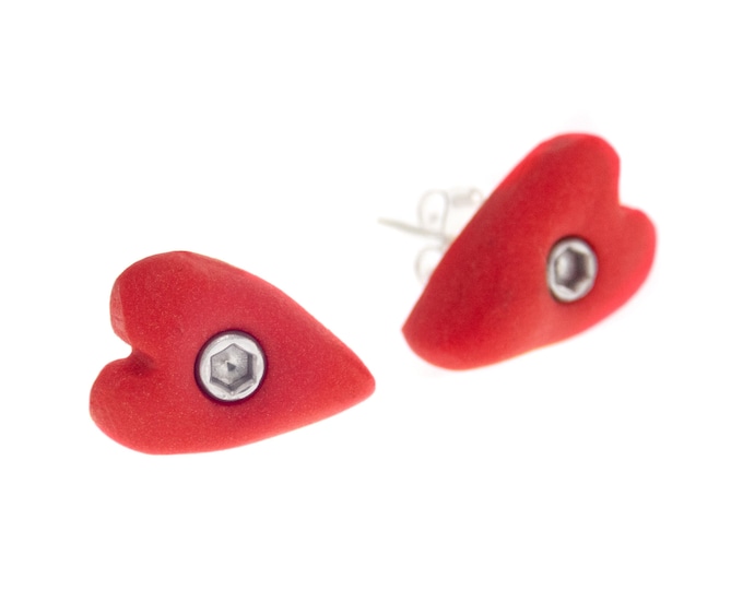 Red Hearts Climb Holds Earrings Gift for Her / Him. Unique Rock Climbing Gifts. Cool Present Climbing Enthusiast. Climber Gift Ideas Items