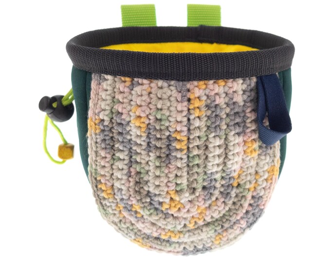Climber Gift, Neoprene Kids Chalk Bag for Rock Climbing and Bouldering. Handmade and Crochet. S Size