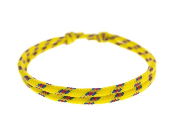 Simple Sliding Knot Bracelet. Very Simple Adjustable Bracelet. Easy Slip Knot Cord Jewelry. Yellow String Friendship Bracelets Unisex. 2mm