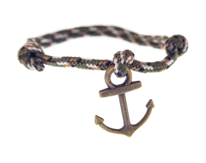 Mens Bracelet Anchor, Male Nautical Adjustable Rope Bracelet for Guys, Bracelet Couple. 2 mm