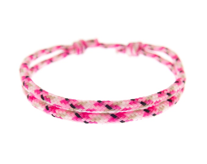 Protection Cord Bracelet Adjustable Knot. Pink String Bracelet Mens Womens. Pale Pink Pretty Bracelet. Handmade Rope Jewelry for Adults. 2mm