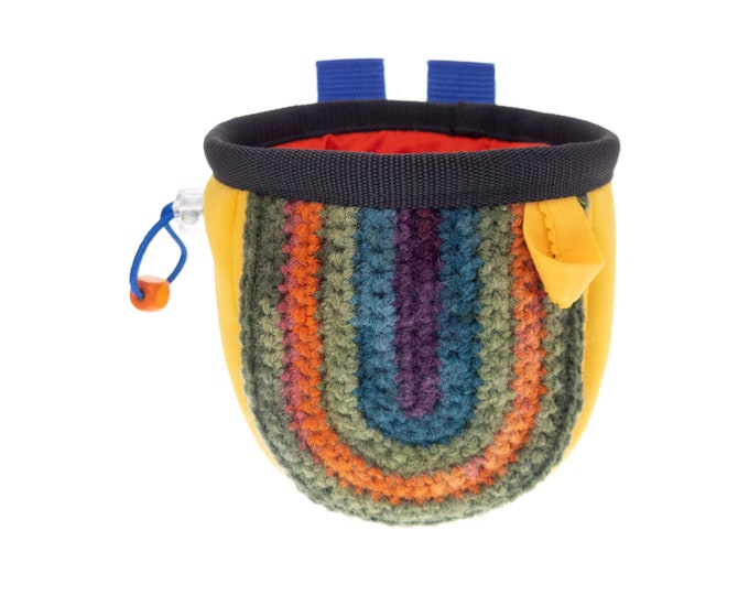 Small Climbing Chalk Bag for Kids. Rock Climbing and Bouldering Crochet Chalk Bag for Junior, Boy, Girl. Child Chalkbag, Belt Option. S Size