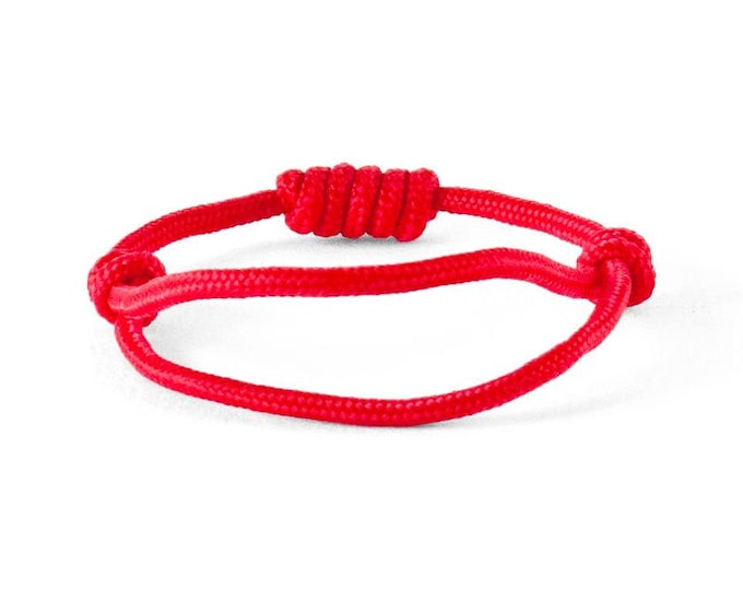 Paracord Bracelet, Survival Bracelet, Knot Rope Bracelet Of Red Paracord. 3 mm
