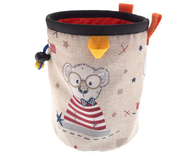 Boulder Bucket, Bouldering Chalk Bag Rock Climbing, Deluxe Chalk Bag with Bear and Dog. XL Size
