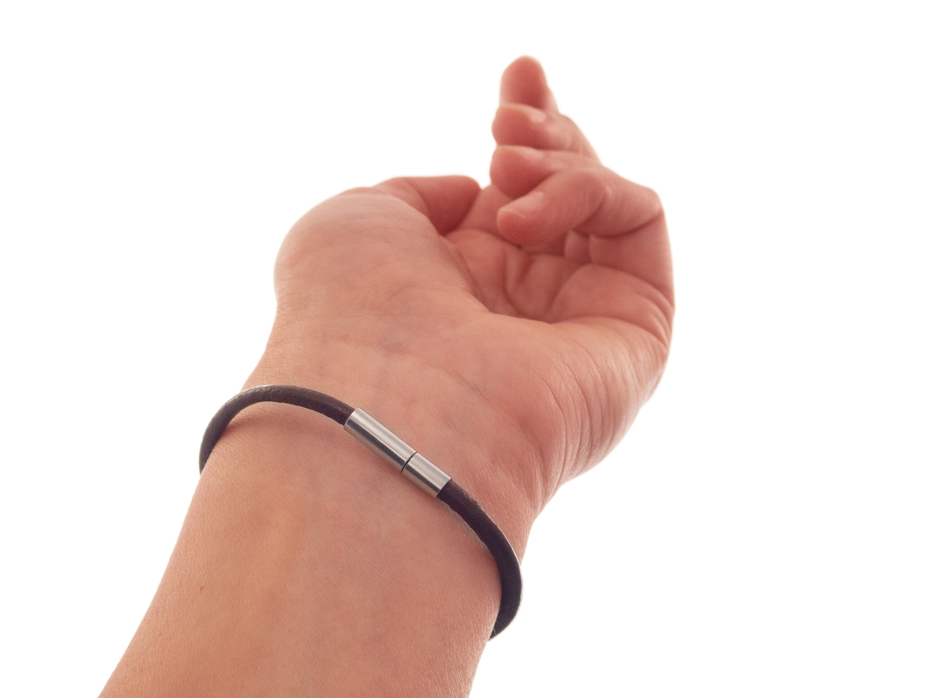 Mens Blue Leather Bracelet, Male Wrap Wrist Cord Cuff, Cool Rope Thin