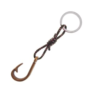 Llavero de moda para hombre, llavero minimalista de diseño, llavero de latón con nudo de anzuelo y cuerda, regalo para pescadores.