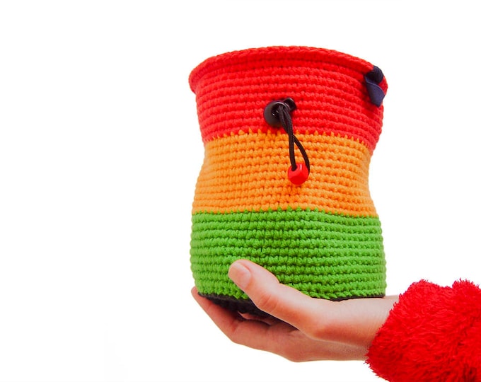 Unique Chalk Bag, Climbing Chalk Bag, XL Chalk Bag Mens For Rock Climbing. Handmade For Gym And Bouldering. Cool And Custom Reggae Colors