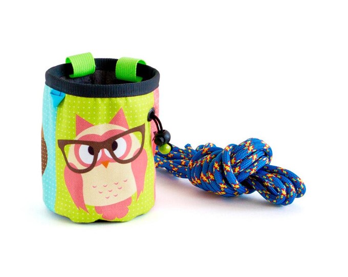 Climbing Accessories, Climbing Stuff, Rock Climbing Gear Chalkbag Owl Chalk Bag Climbers Gift M Size