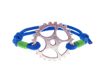 Pulsera de bicicleta para hombre, pulsera de la amistad con nudo de cuerda y dije de bicicleta. Regalo para ciclistas de montaña, corredores y deportistas. 2 mm.