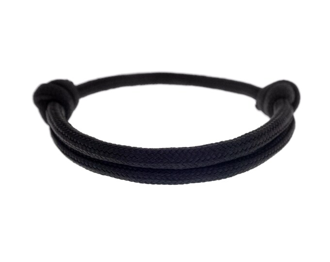 Classic Rope Bracelet Cord, Ladies & Guys Double Black Paracord Bracelet for Hiking. Men's Adjustable Slide Knot Bracelet for Couples. 4 mm