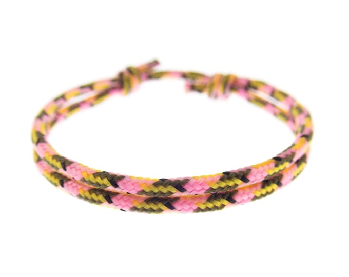 One Strand Paracord Bracelet, Simple Thin Rainbow Rope Jewelry, Survival Bracelet with Knot for Men and Women. 2 mm