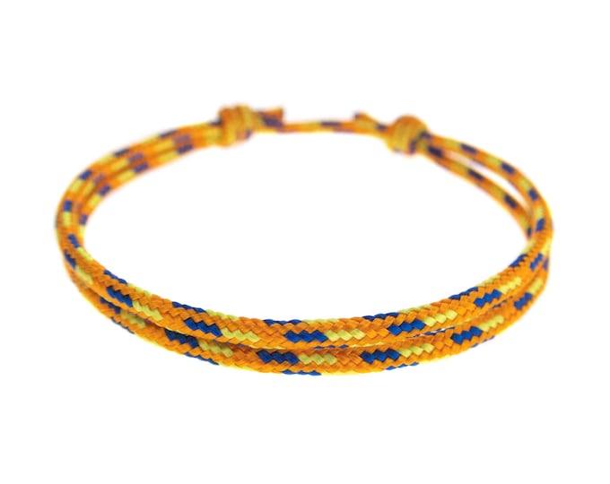 Bracelets Surfers Wear. Surf Safe Bracelet Mens. Yellow String Surfer Wristband for Guys, Girls. Adjustable Beach Dude Jewelry Cord. 2 mm
