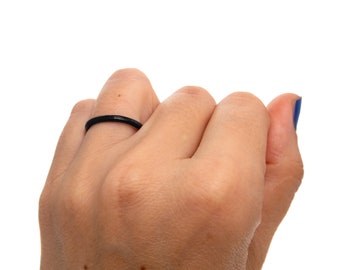 Handmade Leather Ring Men Women. Black Genuine Leather Jewelry for Men. Wedding Band Womens Mens. Male Ring for Finger. Soft Ring