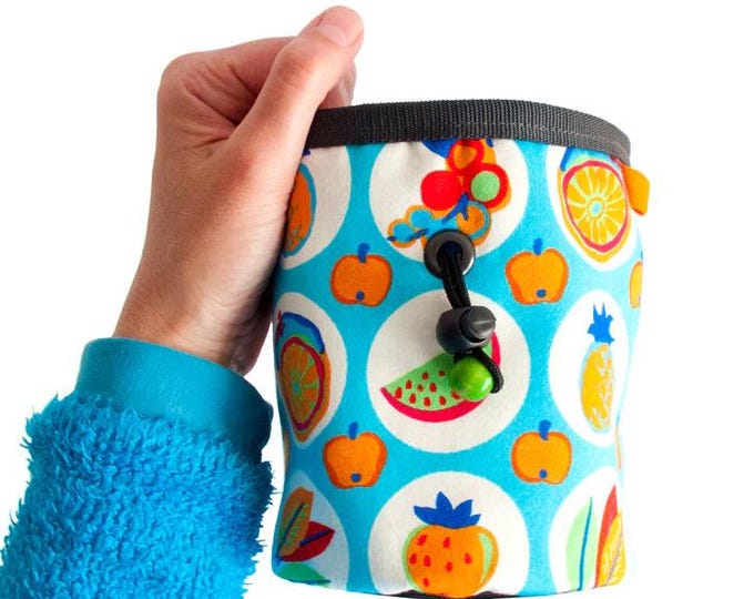 Multipitch Chalk Bag, Rock Climbing Unique Large Bouldering Chalkbag, Best Cool Gym Orange Chalk Bucket, M size
