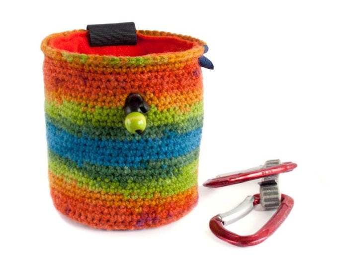 Rainbow Chalk Bag. Climbing Chalk Bag. Gift for Climber. Chalkbag for a Rock Climber, M Size