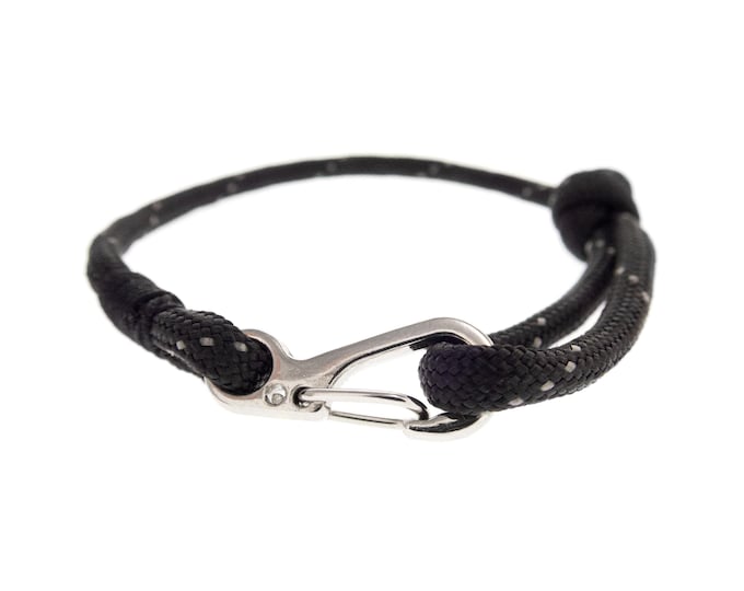 550 Paracord Survival Bracelet Slip Knot Jewelry Mens Womens. Black Rope Cord Bracelet with Clasp Buckle for Hiking Women Men. Adjustable