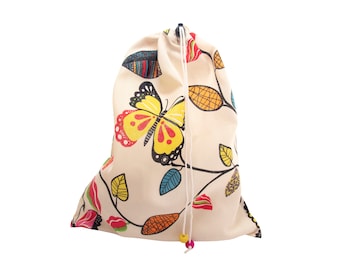 Cotton Drawstring Laundry Bag Large, Canvas Drawstring Laundry Bag of Fabric with Closure, for Shoes H43/W35cm