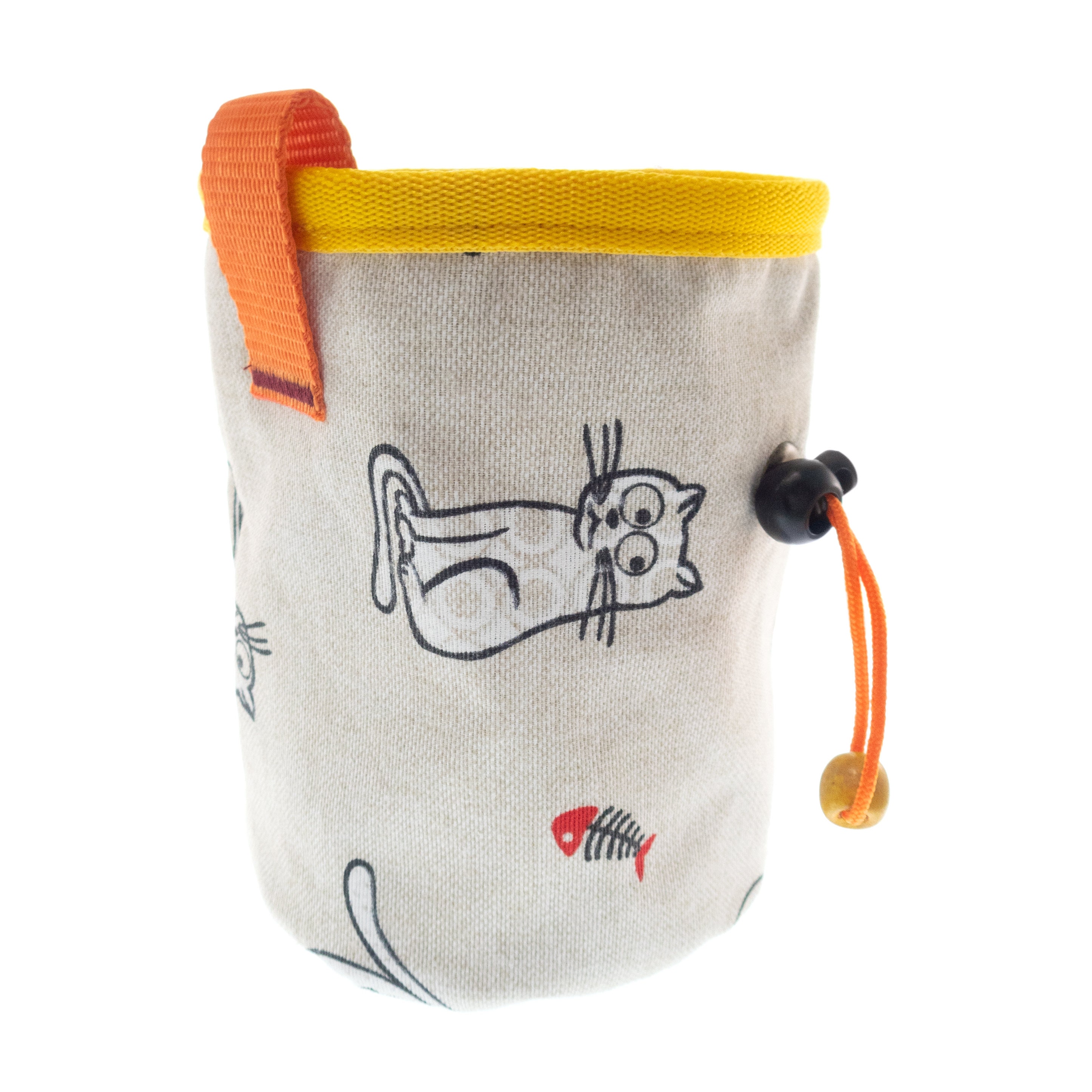 Magnesium Bag Climbing, Klettern Chalk Bag Cat and Yellow Design