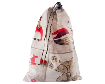 Canvas Bag, Grocery Market Shopping Reusable Pouch, Mens Travel Eco Drawstring Gift Bag. H31/W22 cm
