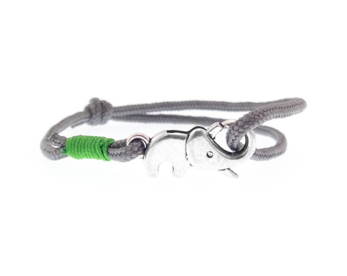 Elephant Bracelet Men, Men's Bracelet, Elephant Ankle Bracelet, Lucky Link Charm with Knot Cord. Chakra and Good Luck Cuff. 2 mm