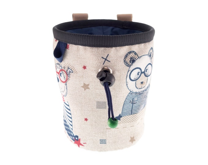 Funny Chalk Bag, Rock Climbing Chalkbag, Unique Gym Gift For Climbers, Bouldering Big Pouch, Large Bucket with Bear, L Size