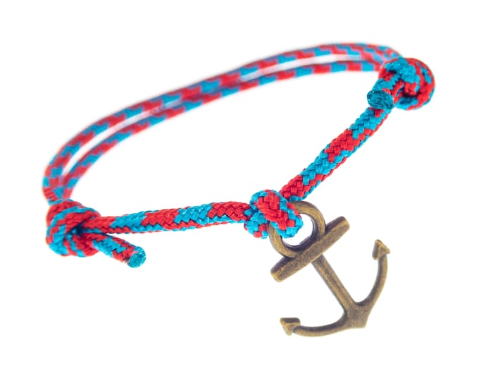 Mens Bracelet With Anchor, Mens Blue Anchor Bracelet, Mens Rope And Anchor Bracelet For Men, For Guys, For Her And Him. Cord Rope Knots 2 mm